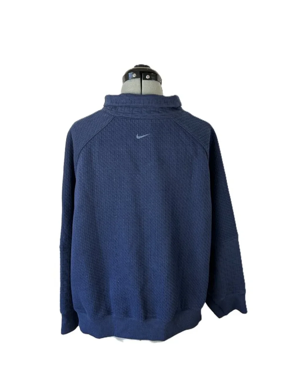 Nike Yoga Therma-FIT Oversized Mock Neck Top S Quilted Blue